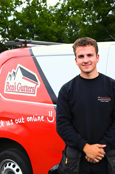 our gutter cleaner in Suffolk standing by company vehicle